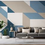 Painel-de-Parede-Geometrico-Grande-Bege-e-Azul-Marinho