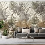Painel-de-Parede-Retro-Folhagens-Bege-e-Cinza