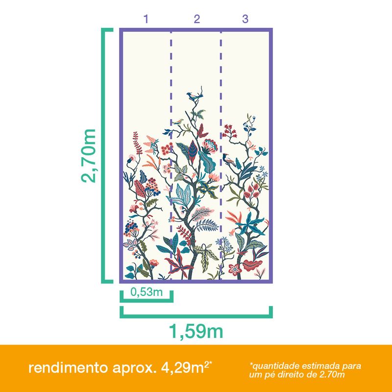 Painel-de-Parede-Floresta-Colorida-02-Vermelho-e-Azul