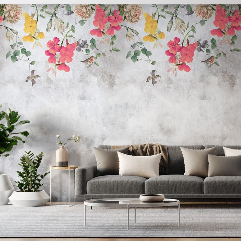 Painel-de-Parede-Floral-Fotografico-Cinza