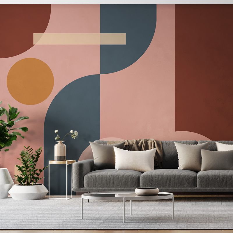 Painel-de-Parede-Geometrico-Circulos-Rosa-e-Vermelho