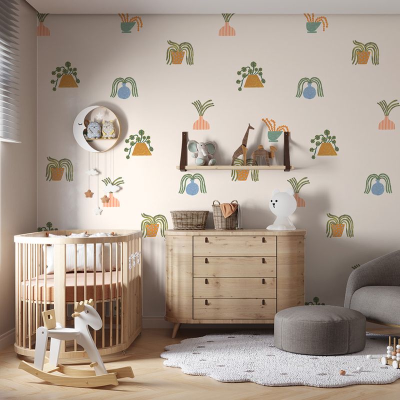 Painel-de-Parede-Plantas-Exoticas-Bege-e-Laranja