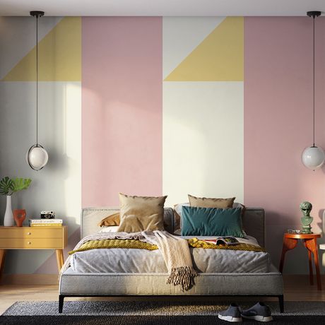 Painel de Parede Origami Rosa e Amarelo