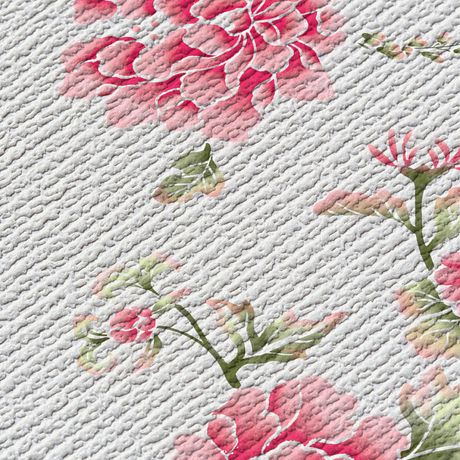 Painel de Parede Floral Japonaisserie 03 Cinza e Vermelho