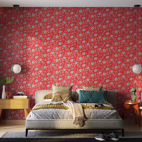 Painel de Parede Floral Japonaisserie 03 Laranja e Amarelo
