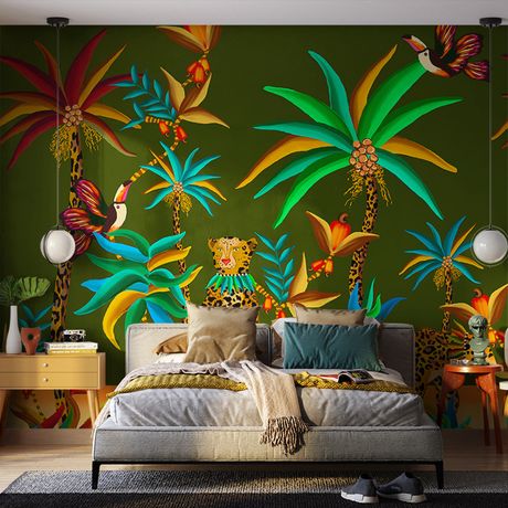 Painel de Parede Amor Selvagem Verde e Amarelo