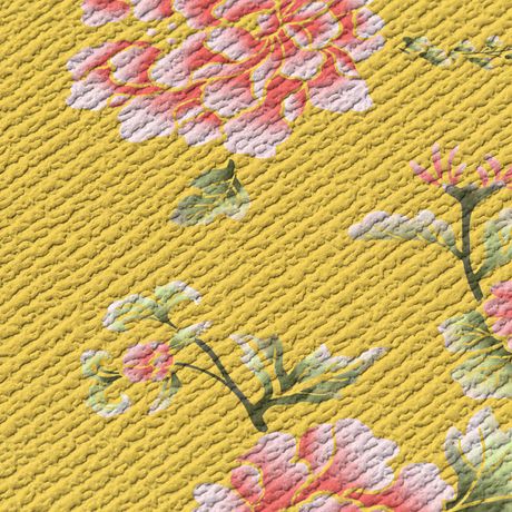 Painel de Parede Floral Japonaisserie 03 Amarelo e Vermelho