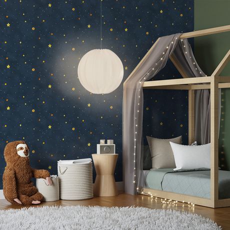 Painel de Parede Estrelas Azul Marinho e Amarelo