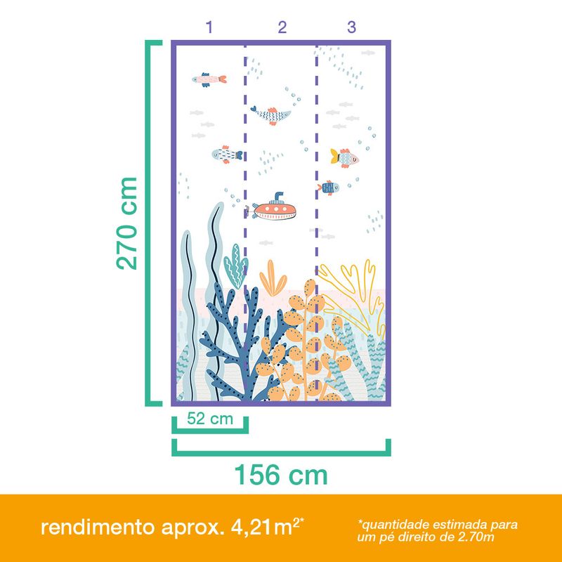 Painel-de-Parede-Expedicao-Fundo-do-mar-Azul-e-Amarelo