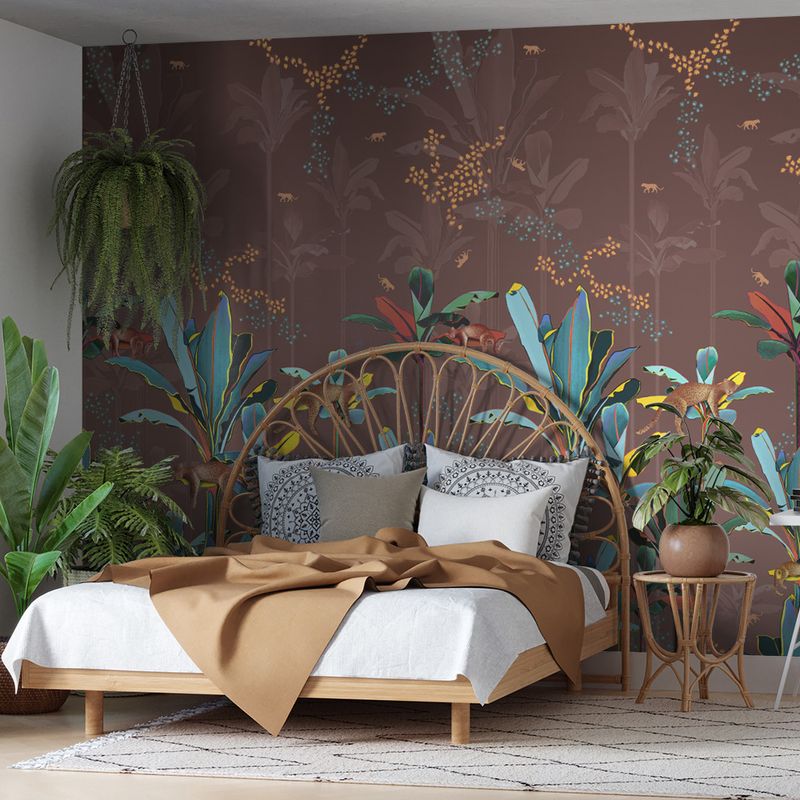 Painel-de-Parede-Folhagens-Sonhos-Marrom-e-Amarelo