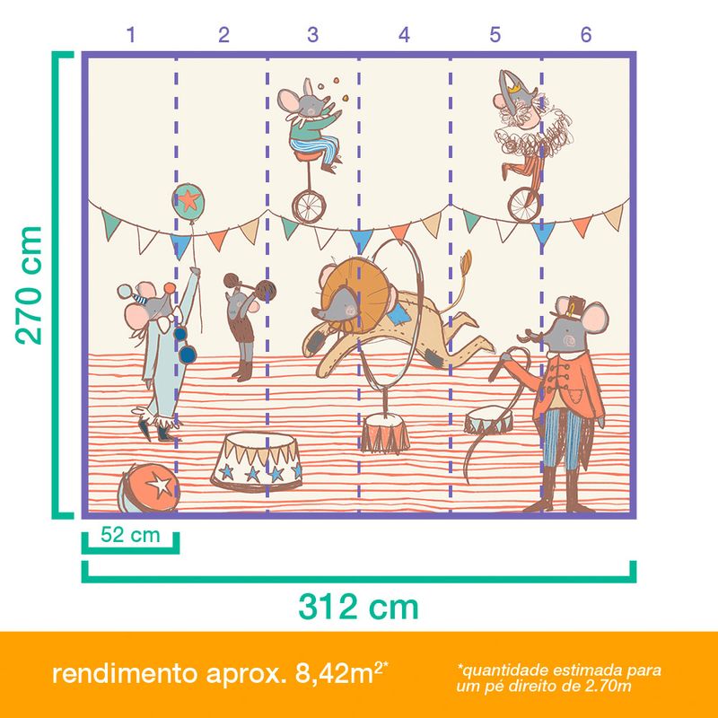 Painel-de-Parede-Circo-Espetaculo-Bege-e-Azul
