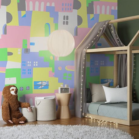 Painel de Parede Bairro Amarelo e Verde