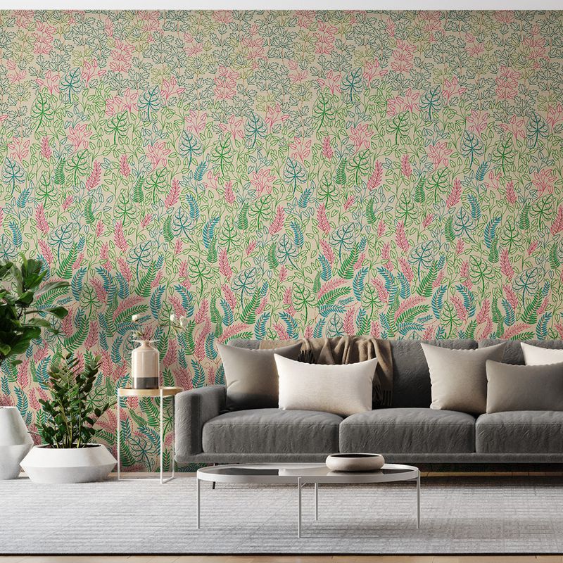 Painel-de-Parede-Folhagem-Artesanal-Bege-e-Verde
