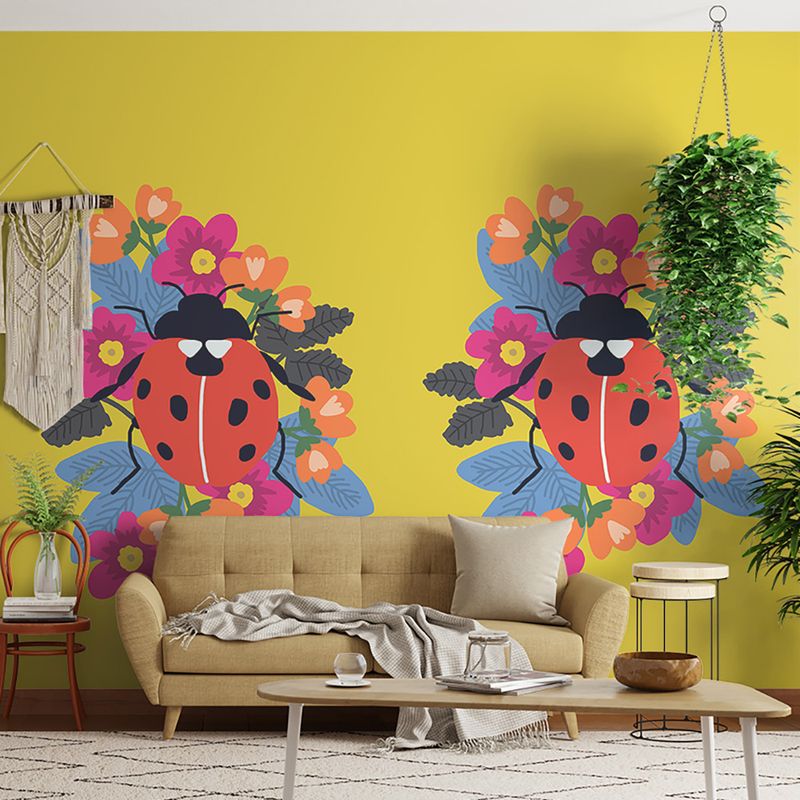 Painel-de-Parede-Arranjo-da-Joaninha-Amarelo-e-Vermelho