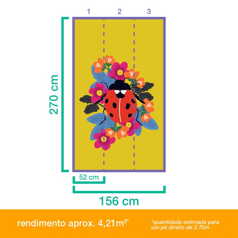 Painel-de-Parede-Arranjo-da-Joaninha-Amarelo-e-Vermelho