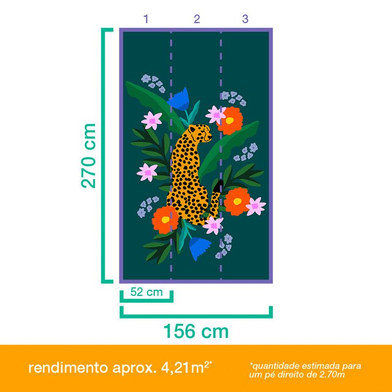 Painel-de-Parede-Arranjo-Leopard-Pose-Verde-e-Amarelo