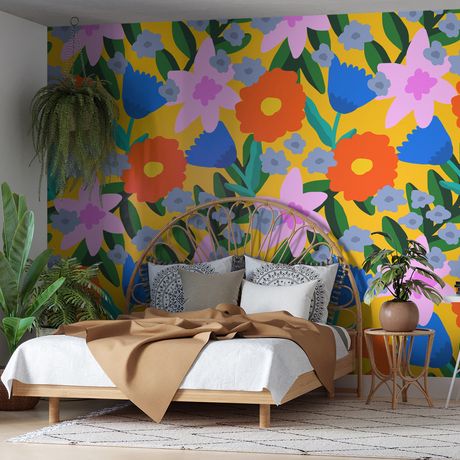 Painel de Parede Jardim Leopard Amarelo e Laranja