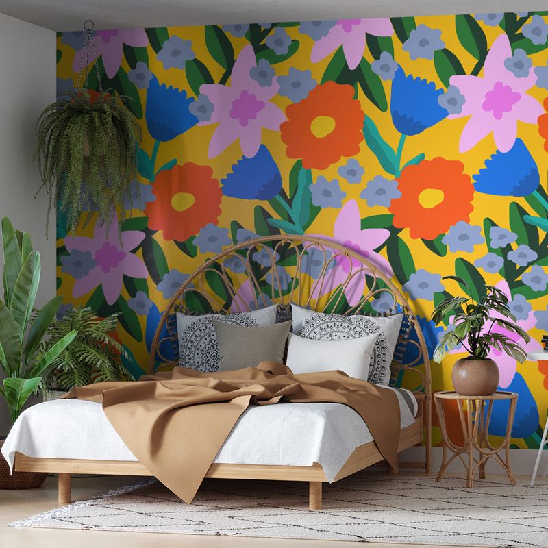 Painel-de-Parede-Jardim-Leopard-Amarelo-e-Laranja