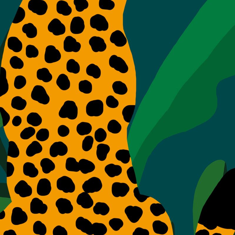 Painel-de-Parede-Arranjo-Leopard-Pose-Verde-e-Amarelo