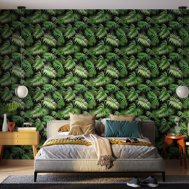 Papel-de-Parede-Vinilico-Paisagem-Tropical-Preto-e-Verde