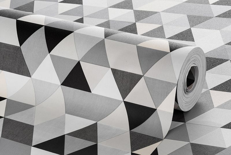 Papel-de-Parede-Vinilico-Mosaico-Triangulos-Preto-e-Azul-Marinho