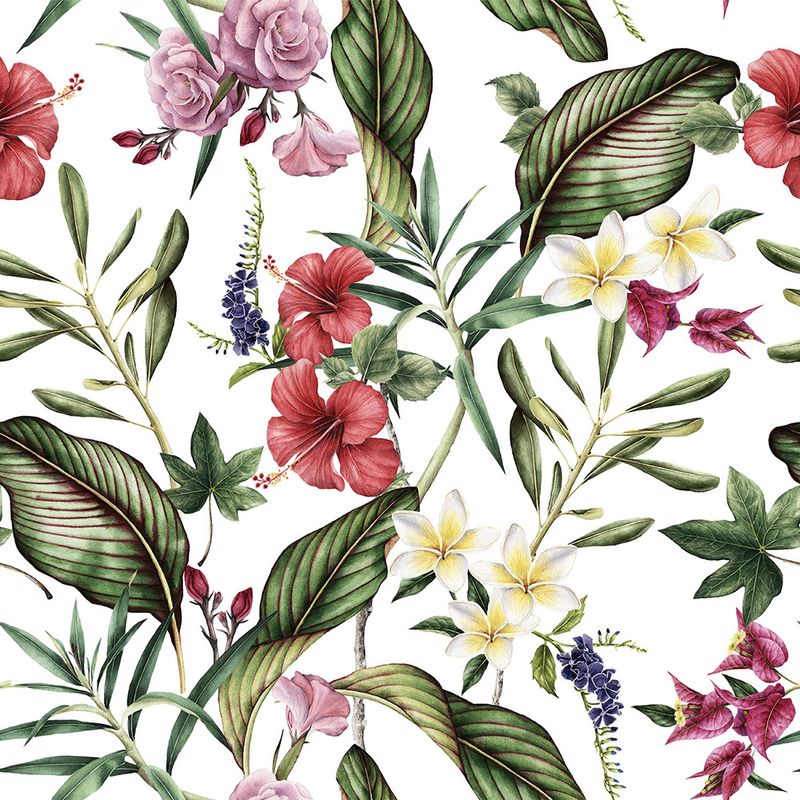 Papel-de-Parede-Vinilico-Explosao-Tropical-Verde-e-Vermelho