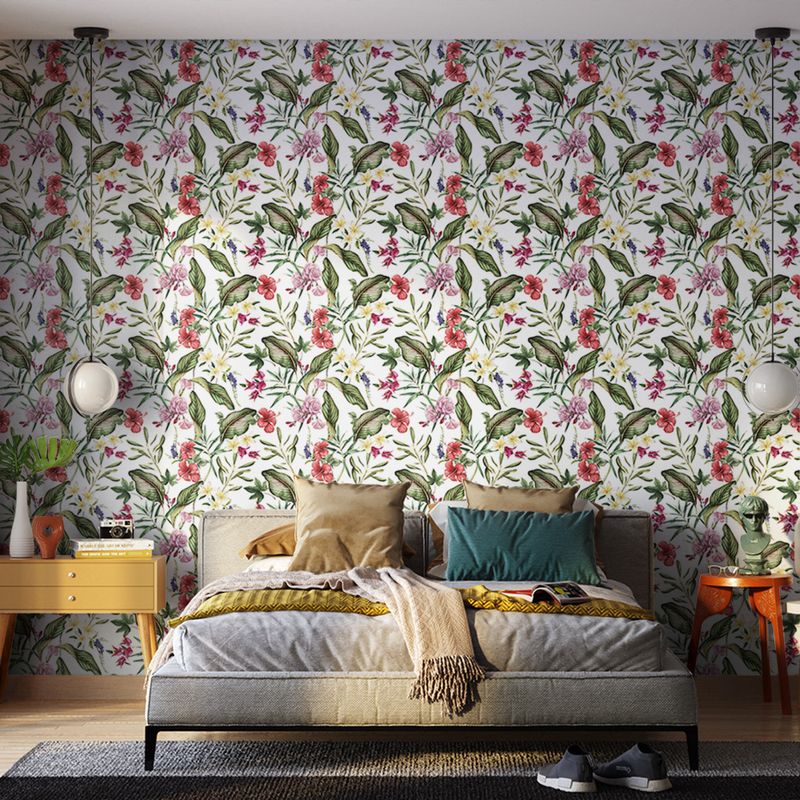 Papel-de-Parede-Vinilico-Explosao-Tropical-Verde-e-Vermelho