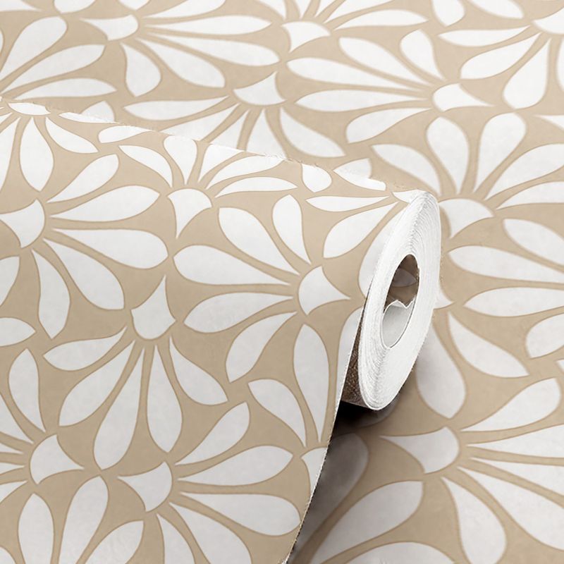 Papel-de-Parede-Vinilico-Relevo-Flor-Bege-e-Branco