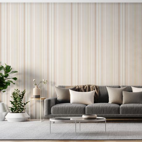 Papel de Parede Vinílico Listras Clássicas Bege e Branco