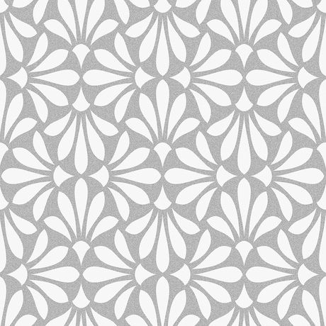 Papel de Parede Vinílico Relevo Flor Cinza