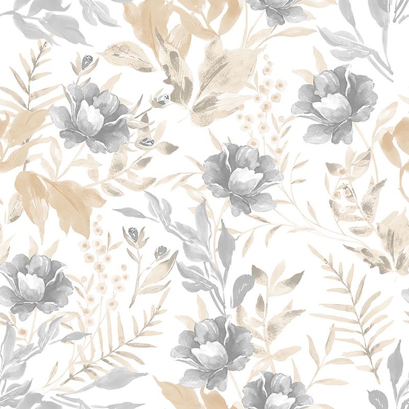 Papel-de-Parede-Vinilico-Floral-Aquarela-Cinza-e-Bege