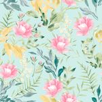 Papel-de-Parede-Vinilico-Floral-Aquarela-Rosa-e-Verde