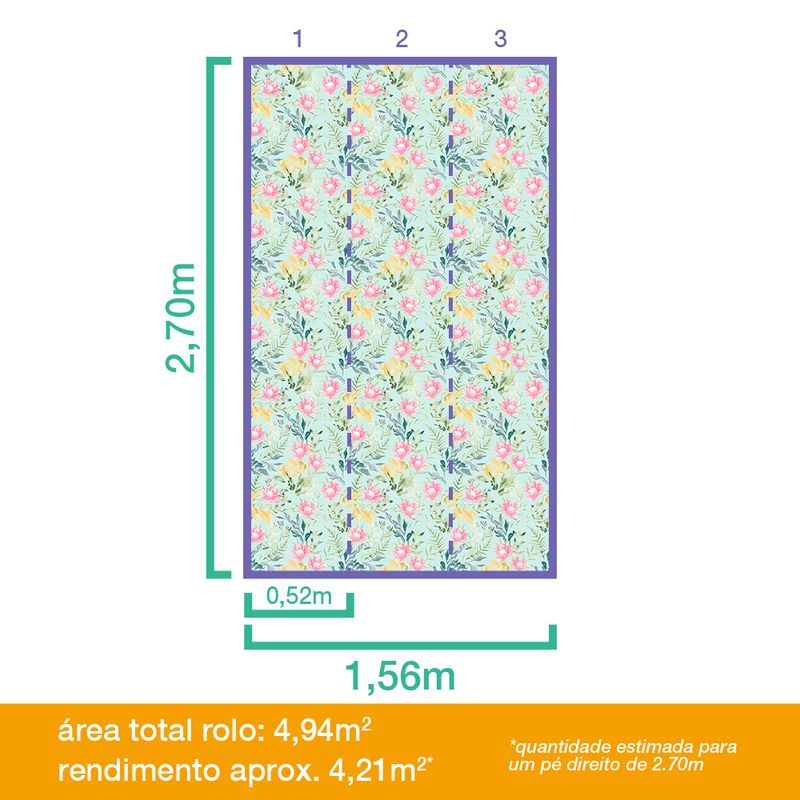Papel-de-Parede-Vinilico-Floral-Aquarela-Rosa-e-Verde