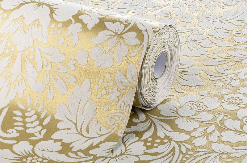 Papel-de-Parede-Vinilico-Arabesco-Metalizado-Mostarda-e-Branco