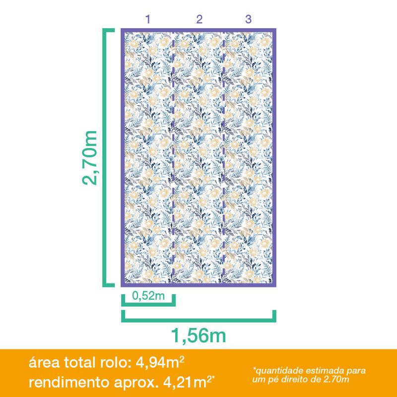 Papel-de-Parede-Vinilico-Floral-Aquarela-Azul-e-Amarelo