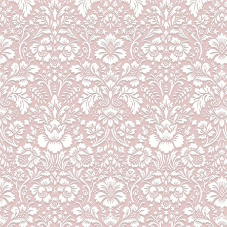 Papel de Parede Vinílico Arabesco Metalizado Rosa e Branco