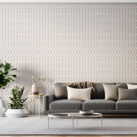 Papel de Parede Vinílico Relevo Ondas Bege e Branco