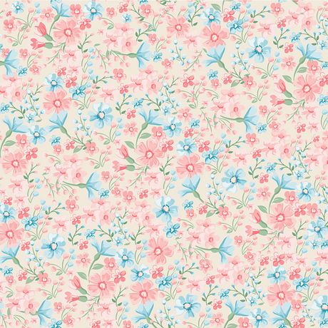 Papel de Parede Vinílico Clássico Moderno Floral Bege e Rosa