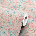 Papel-de-Parede-Vinilico-Classico-Moderno-Floral-Bege-e-Rosa