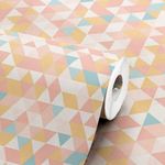 Papel-de-Parede-Vinilico-Mosaico-Triangulos-Laranja-e-Rosa