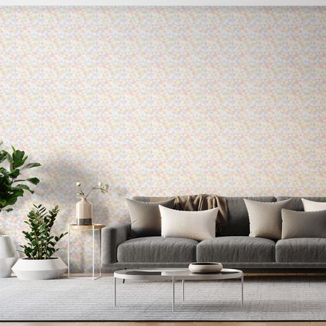 Papel de Parede Vinílico Mosaico Triângulos Cinza e Rosa
