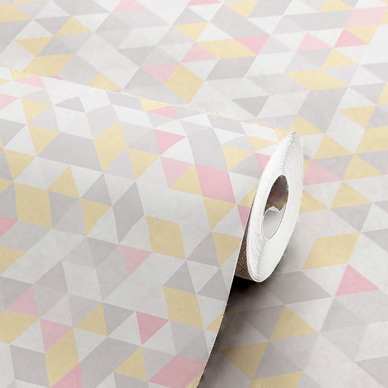 Papel-de-Parede-Vinilico-Mosaico-Triangulos-Cinza-e-Rosa