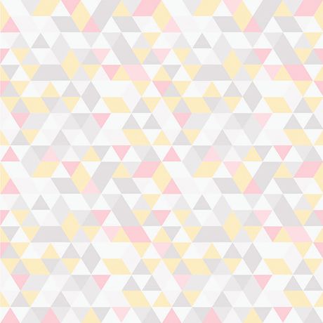 Papel de Parede Vinílico Mosaico Triângulos Cinza e Rosa