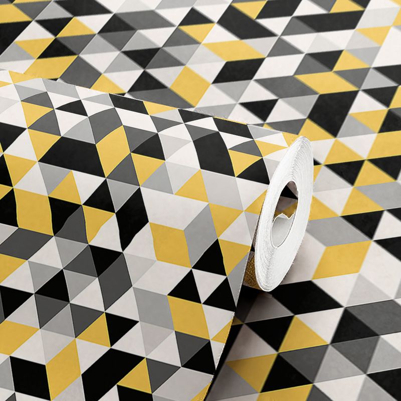 Papel de parede geométrico mosaico amarelo e preto