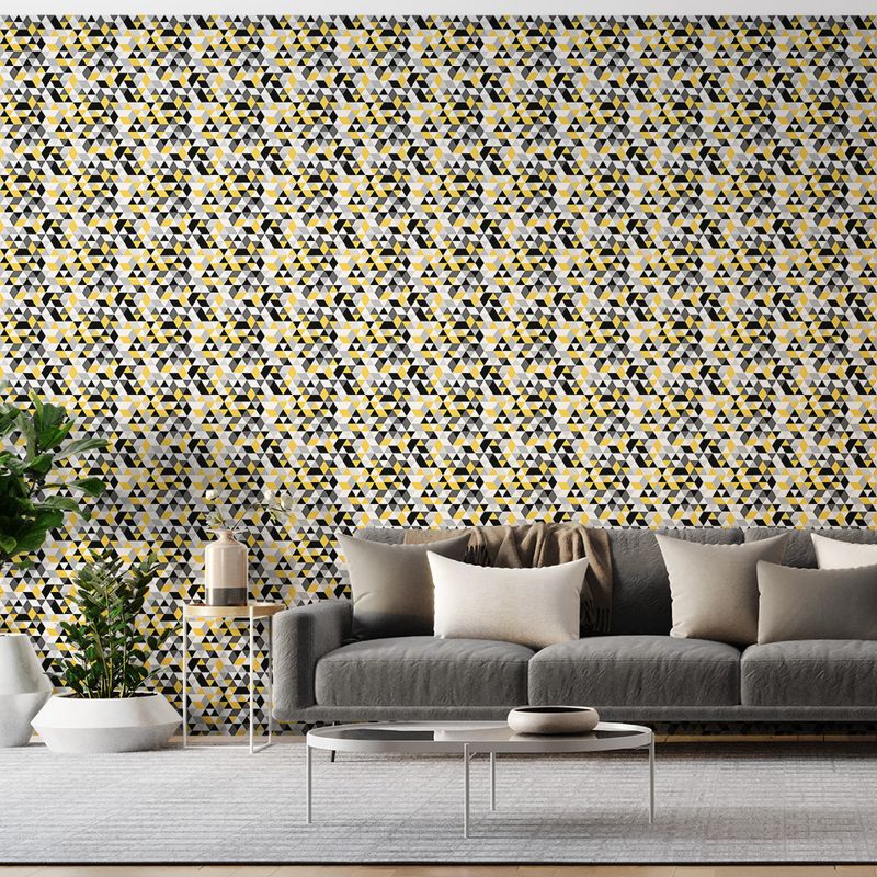 Papel-de-Parede-Vinilico-Mosaico-Triangulos-Amarelo-e-Preto