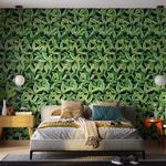 Papel-de-Parede-Vinilico-Paisagem-tropical-Verde-e-Preto-I