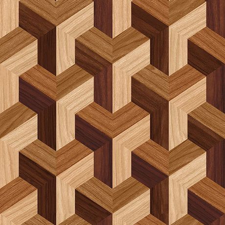 Papel de Parede Vinílico Madeira Bumerangue Marrom