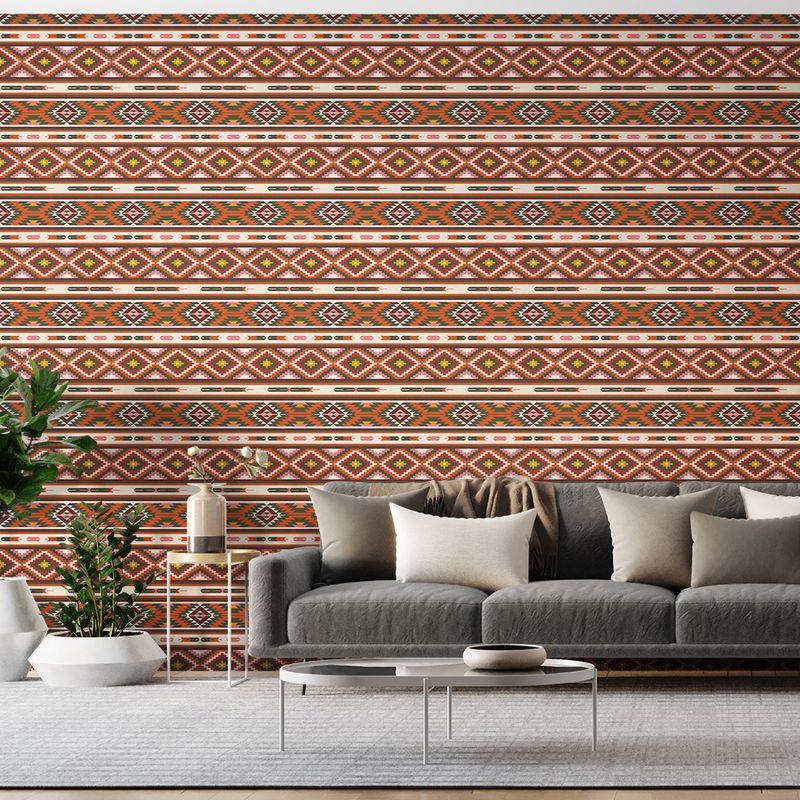 Papel-de-Parede-Vinilico-Tapecaria-Kilim-Amarelo-e-Rosa-I