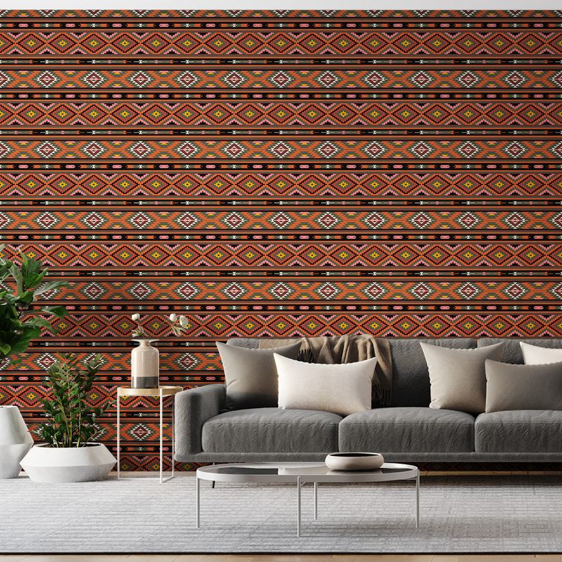Papel-de-Parede-Vinilico-Tapecaria-Kilim-Amarelo-e-Rosa