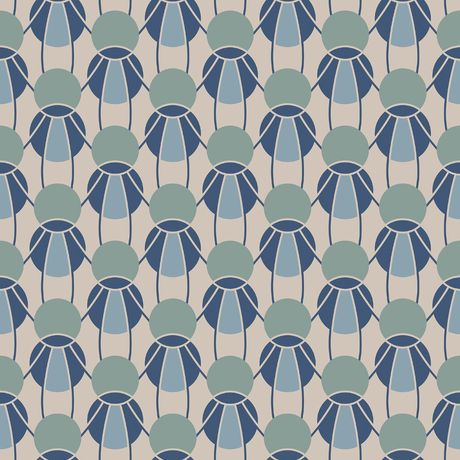 Papel de Parede Vinílico Retrô Abelinhas Azul e Azul Marinho
